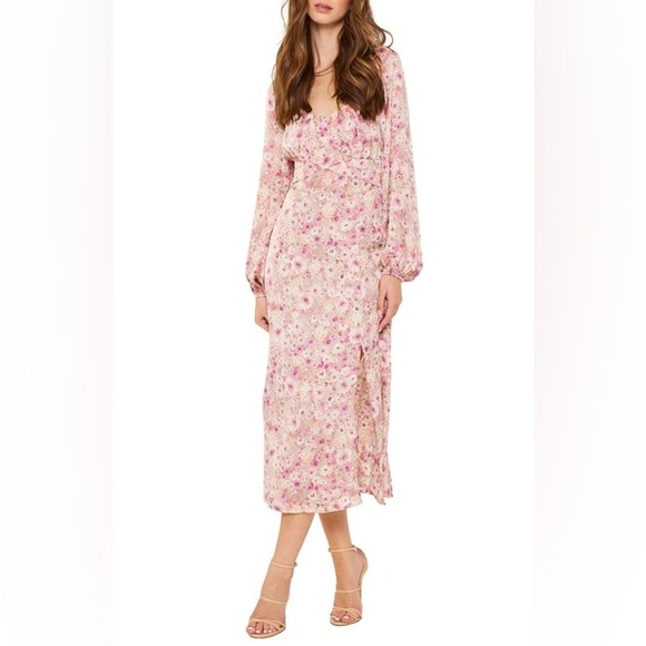 NORDSTROM-LUSH- FLORAL PRINT MIDI DRESS IN SAGE
MAUVE FLORAL - Picture 1 of 11